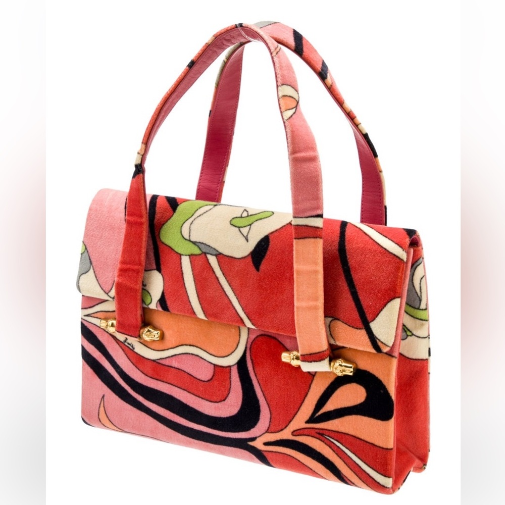 Emilio Pucci Red and Orange Vintage Rare Top Handle Bag - Picture 2 of 16